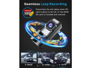 4K Front and 1080P Rear Dash Camera with 64GB Card — Dash Cam, Navycrest