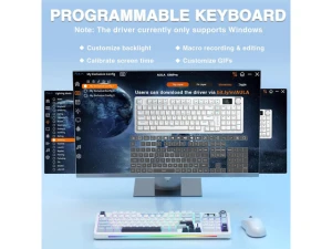 Wireless mechanical keyboard with tri-mode connection, smart screen, knob, hot-swappable linear switches and RGB... — Bluetooth Keyboard, AULA
