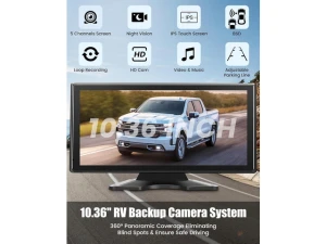 5-Channel Backup Camera System with 5 Cameras and 10.36-Inch Monitor — Backup Camera, SUNIVISION