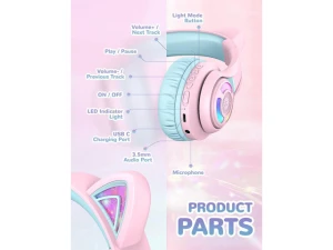 Pink Headphones — Wireless Earbuds, iClever