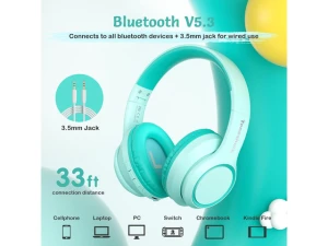 Kids Bluetooth Over-Ear Headphones — Wireless Earbuds, TONOSHARK