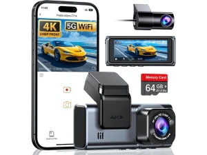 Front-and-Rear Dash Camera for Cars, Silver, Free 64GB Card Included — Dash Cam, Navycrest