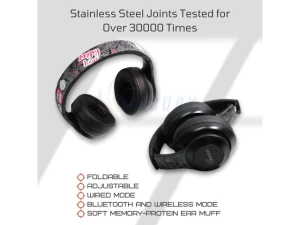Black Over-Ear Foldable Headphones with LED Light — Wireless Earbuds, TUKO