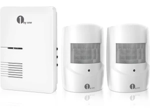 Driveway alarm with 2 PIR detectors and plug-in receiver — Motion Sensor, 1byone