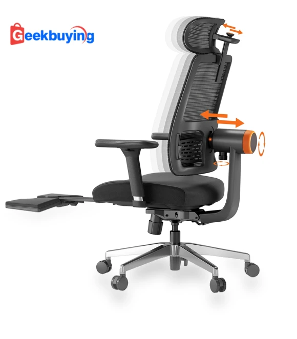 Ergonomic Chair with Footrest, Auto-Following Backrest Headrest, Adaptive Lower Back Support — Office, NEWTRAL