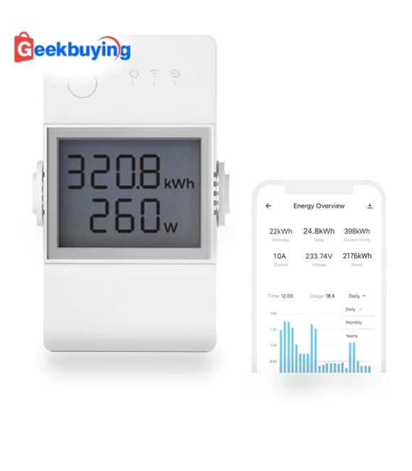 20A Smart Power Meter Switch with LCD Screen and App Control — Smart Home Modules, Sonoff