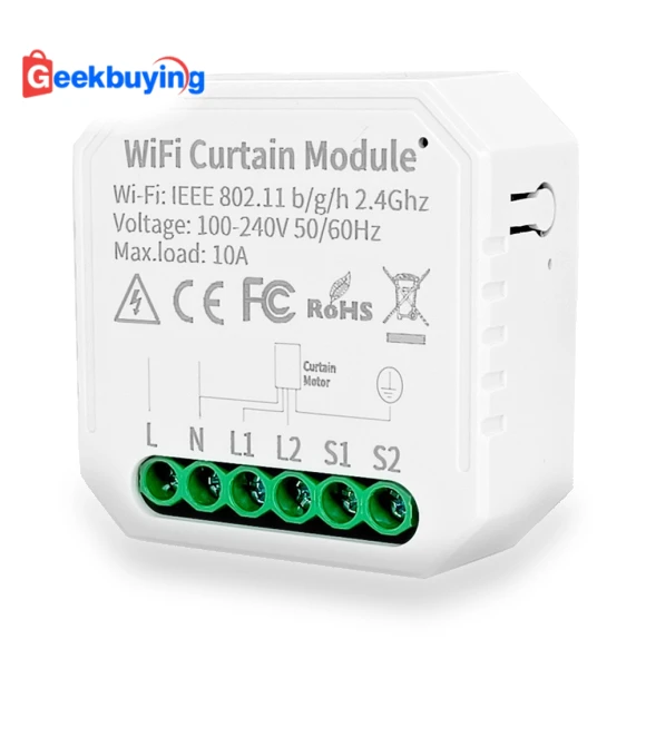 Smart Curtain Switch Controller with WiFi, Countdown, and Voice Control — Smart Home Hubs & Controllers, Tuya