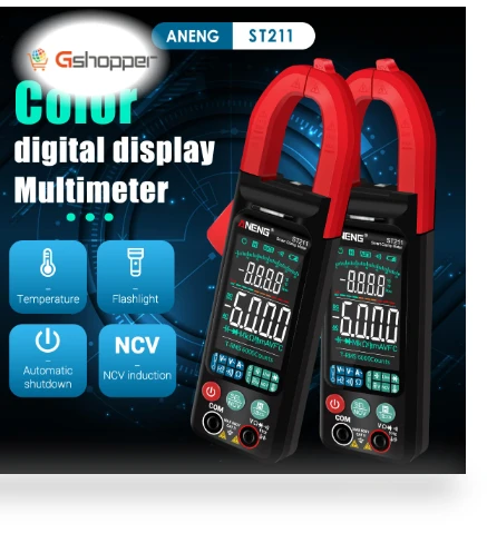 Digital Clamp-On Current Multimeter 6000 Counts True RMS Large Color Display — Electrical Testers, ANENG