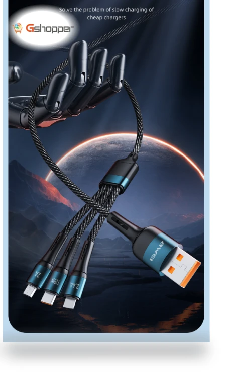 PD120W 3-in-1 Type-C Fast Charging Cable with Intelligent Temperature Control — Cables, AWEI