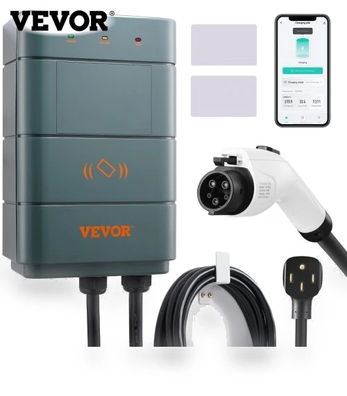 Level 2 Electric Vehicle Charging Station, 0-40A Adjustable, 9.6 kW 240V NEMA 14-50 Plug Smart EV Charger with WiFi — EV Charging Solutions, VEVOR
