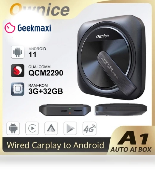 Android Auto Ai Box with 4G LTE, GPS, Split Screen Support — Car Accessories & Gadgets, Ownice