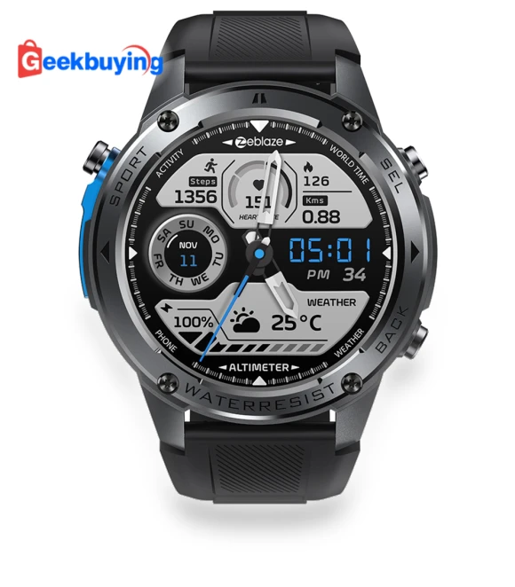 Stratos 2 Ultra Outdoor Smartwatch, 1.43'' Screen, Sleep Health Monitoring, 170+ Sport Modes, 6 Positioning System — GPS Units, Zeblaze