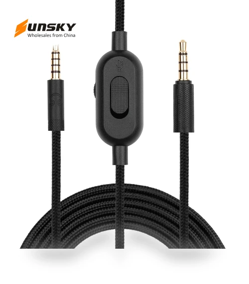 3.5mm Male to Male Gaming Headset Audio Cable with Wire-controlled — Adapters