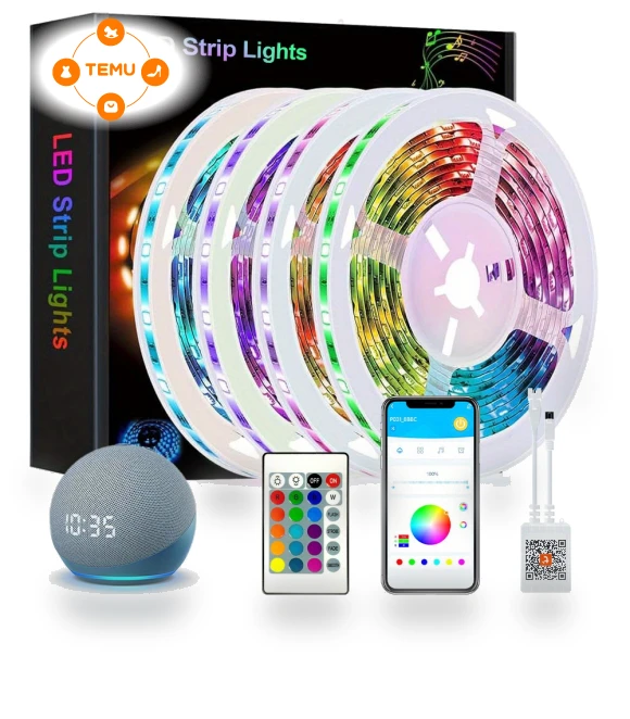 100ft Smart LED Strip Lights with WiFi, Alexa, and Google Assistant Compatibility — Mesh Wi-Fi Systems