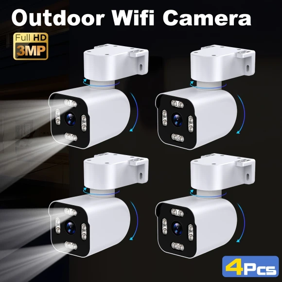 2K HD Outdoor WiFi Cameras for Home Security - 4 Pack