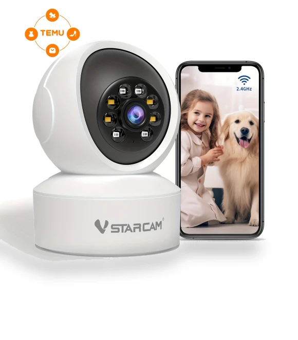 Wifi Indoor Home Security Camera with AI Detection, Color Night Vision, 360° Pan & Tilt View — Outdoor Security Cameras