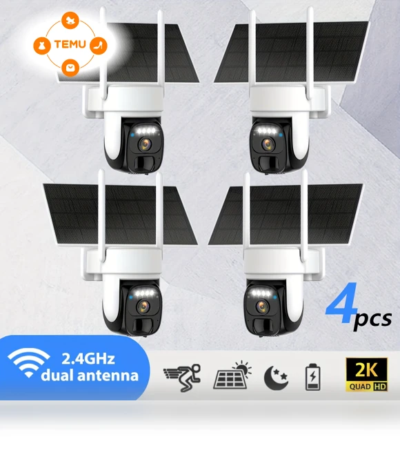360 Solar Panel 2K FHD WiFi Camera with AI Motion Detection — Cameras & Monitors