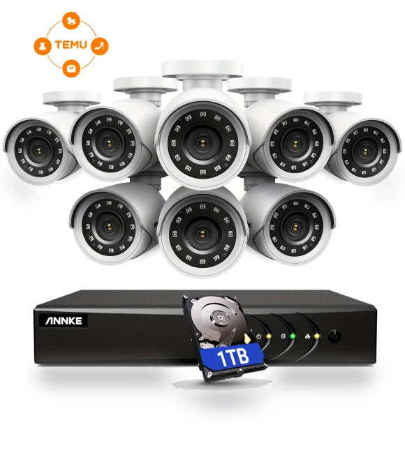 3K Lite Wired Surveillance DVR with AI Detection, 8CH, 1TB HDD, 8x1080p CCTV Cameras — Monolights, Annke