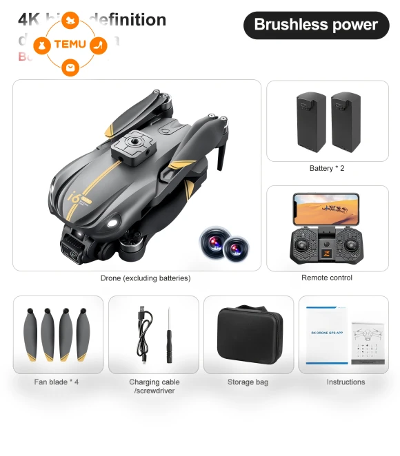 I6 Max Quadcopter Drone with Brushless Motor, 4K Camera, Gesture Control — Drones