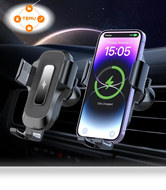 15W Fast Charging Auto Clamping Car Phone Holder Wireless Charger — Chargers