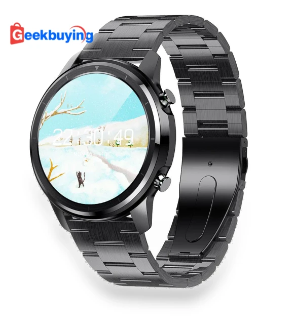 Smartwatch Full Touch HD Amoled Screen Bluetooth 5.0 Sports Fitness Watch Stainless Steel — Smartwatches, LEMFO