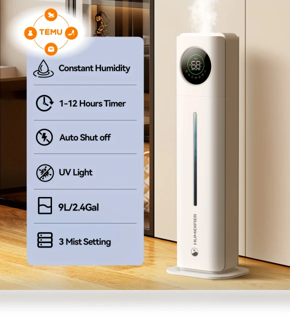 Smart Humidifier for Home Large Room, 9L/2.4Gallon, Last 100 Hours — Air Moisturizers