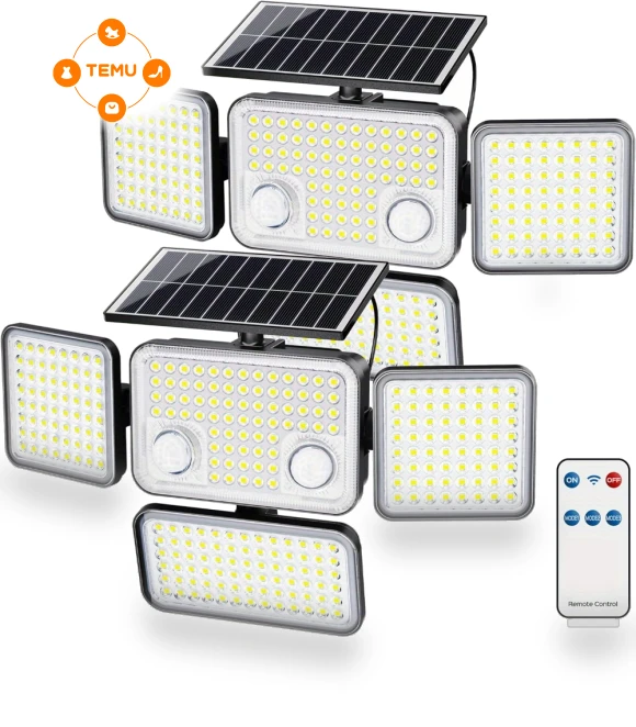 Solar Lights Outdoor, 2500lm 278 Led Motion Sensor, 4 Heads Solar Flood Lights — Outdoor Security & Flood Lighting, Jackyled