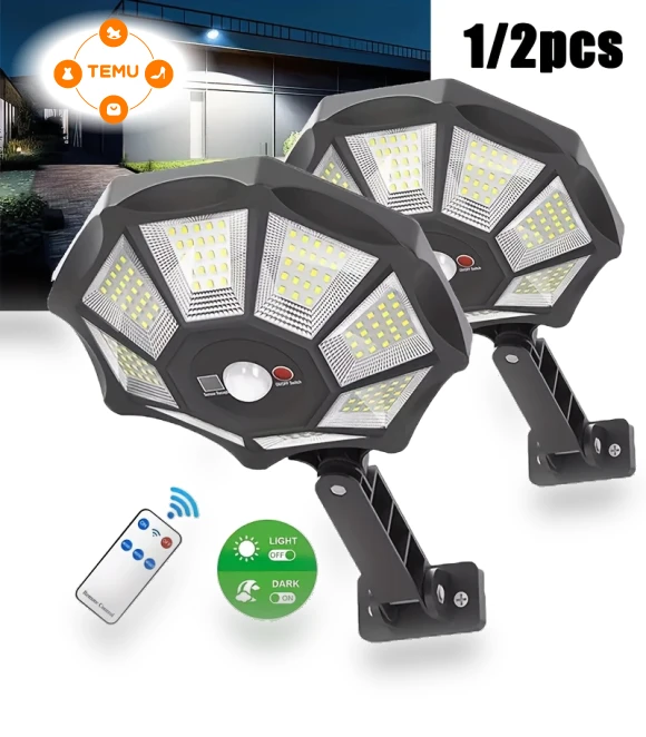 Solar-powered Motion Sensor Wall Light - 168 LED Outdoor Security — Outdoor Security & Flood Lighting