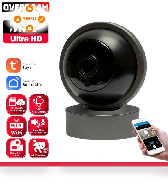 3MP WiFi PTZ Camera Indoor Baby Monitor with Night Vision — Baby Monitors