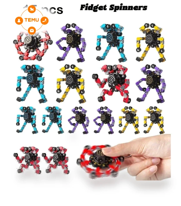 Colorful Deformable Chain Fidget Spinner Robot Toy — Spinning Tops