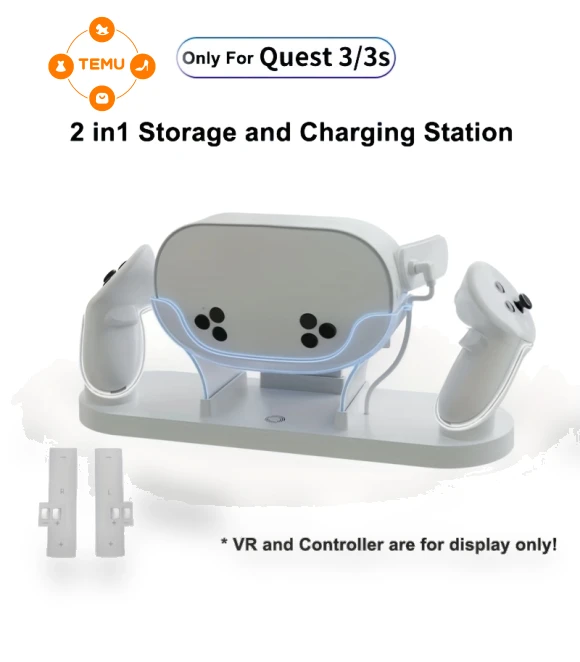 Dual-slot VR Charging Dock for Headset & Controller with LED Indicator — Accessories