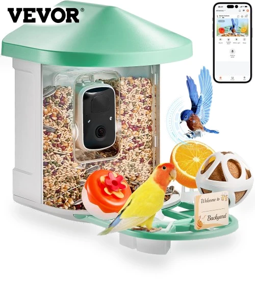 Smart Bird Feeder with Camera 2K HD, AI Identify Bird Species — Backyard Birding, VEVOR