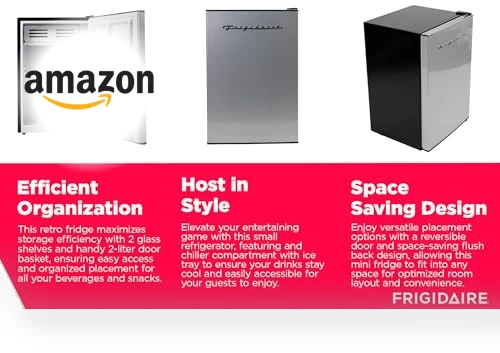 2.5 cu ft Compact Refrigerator with Freezer, Stainless Steel — Mini Fridges, Frigidaire