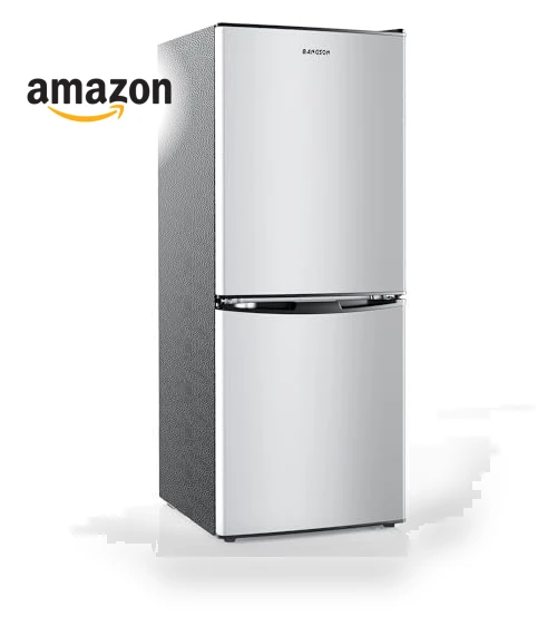 4.0 Cu.Ft Small Refrigerator with Freezer, Double Door, Stainless Steel — Mini Fridges, BANGSON
