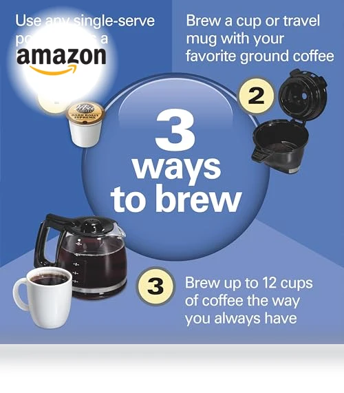 FlexBrew Trio 2-Way Coffee Maker, Compatible with K-Cup Pods or Grounds, Single Serve & Full Pot — Coffee & Espresso Combos, Hamilton Beach