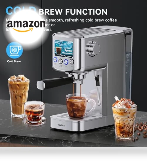 20 Bar Compact Espresso Machine with Milk Frother — Coffee & Espresso Combos, SOWTECH
