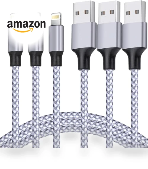 MFi Certified Lightning Cable 3PACK 6FT Nylon Braided USB Charging Cable — Lightning, TAKAGI