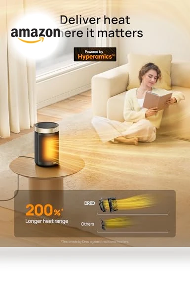 Portable Electric Space Heater with Thermostat and Remote, 1500W PTC Ceramic Fast Safety Heat — Portable Heating Solutions, Dreo
