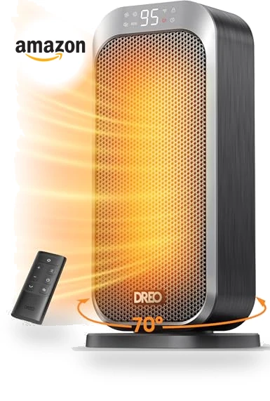 Quiet Space Heater for Indoor Use, 1500W Electric Heater with Remote, PTC Ceramic Heater with Thermostat — Portable Heating Solutions, Dreo