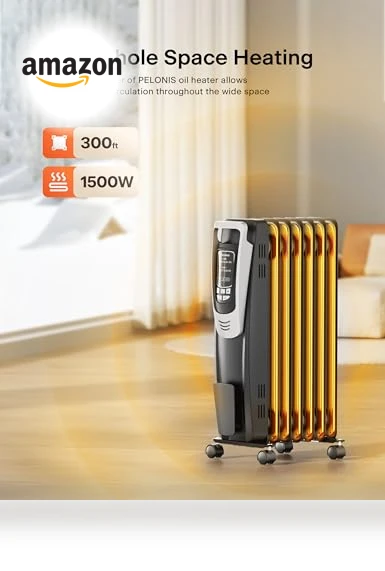 Radiator Heater for Indoor Use with Remote, Thermostat & LED Display — Portable Heating Solutions, PELONIS