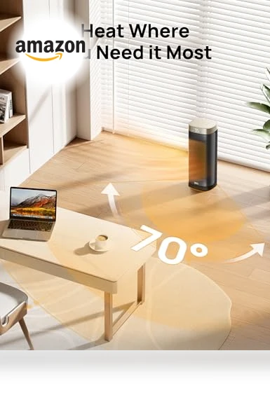 Ceramic Electric Space Heater with Digital Thermostat and Remote Control — Portable Heating Solutions, Dreo