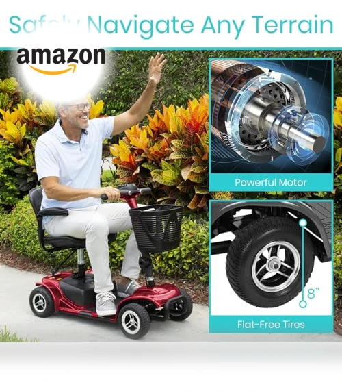 4 Wheel Mobility Scooter - Electric Powered Wheelchair Device for Adults and Elderly — Push Scooters, Vive Health