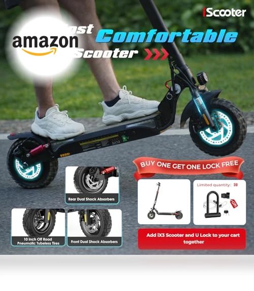 Electric Scooter, 10" Tires, 800W Motor E-Scooter Up to 25/28 Miles Range — Electric Vehicles, iScooter