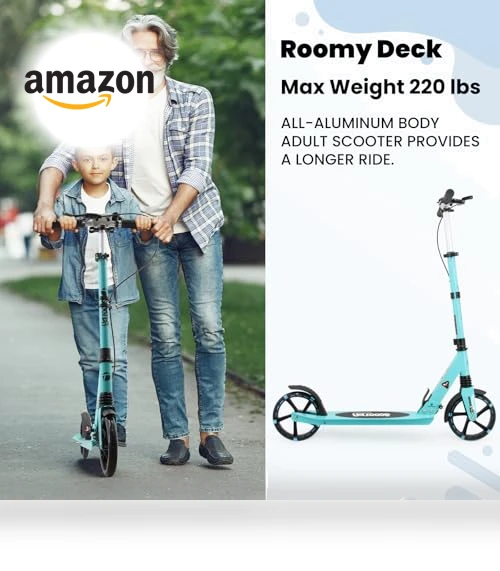 Foldable Kick Scooter with Double Braking System for Teens and Adults — Push Scooters