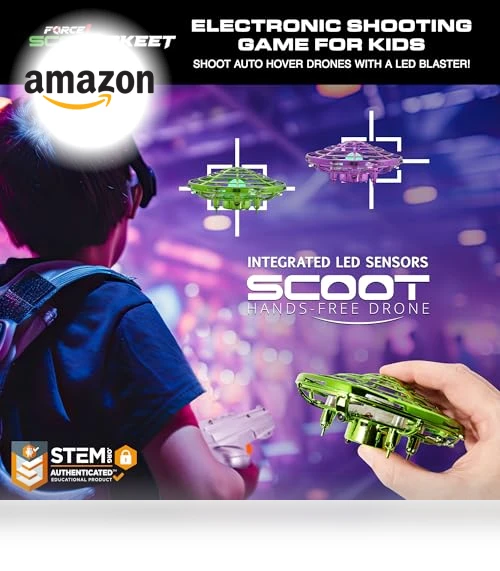 Scoot Skeet Mini Drone Electronic Shooting Game Set — Interactive Figures & Robots, Force1