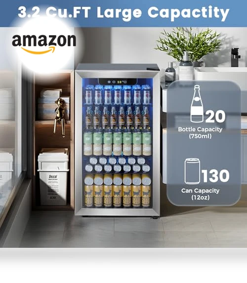 130 Can Beverage Refrigerator Cooler with Digital Temperature Control — Drink Coolers, Electactic