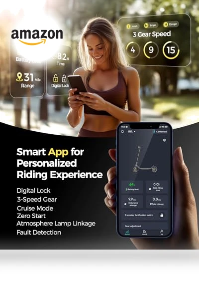 31 Miles Long Range Electric Scooter for Adults with APP Control — Electric Vehicles, MEGAWHEELS