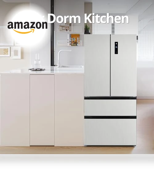 French Door Refrigerator, 18.8Cu.Ft Large Capacity Kitchen Fridge — Mini Fridges, PioneerWorks