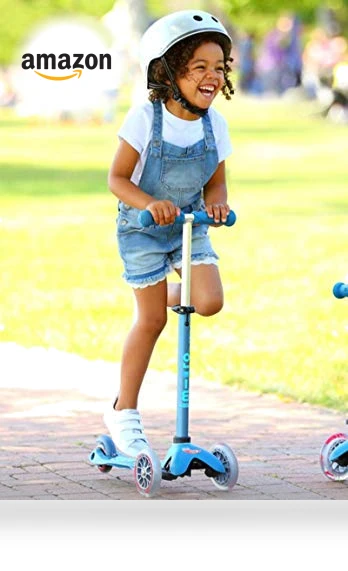 Mini Deluxe Three Wheeled Lean-to-Steer Scooter for Kids — Balance Bikes, Micro