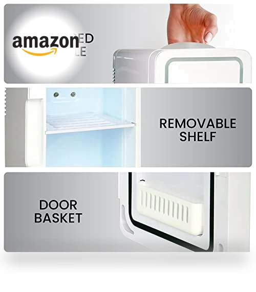 Mini Fridge with Lighted Makeup Mirror - 6L Portable Cooler for Skincare — Mini Fridges, Koolatron